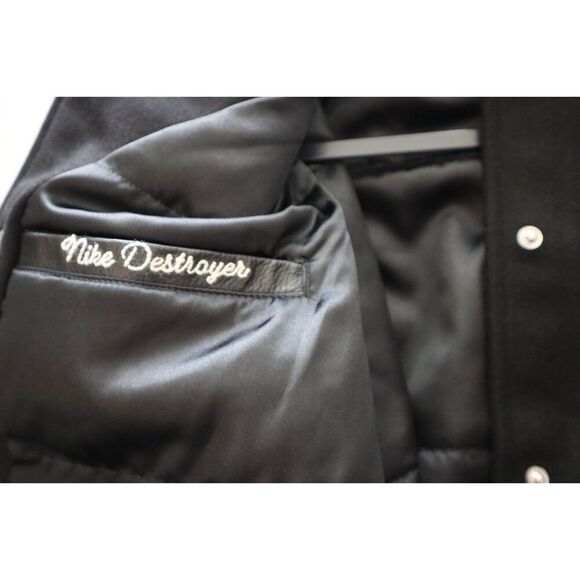 Nike FN3672-010 Women's Sz S Black Oversized Wool/Leather Destroyer Jacket - Picture 11 of 14